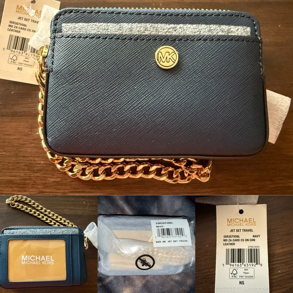 Michael Kors Navy and Gold Card Wristlet